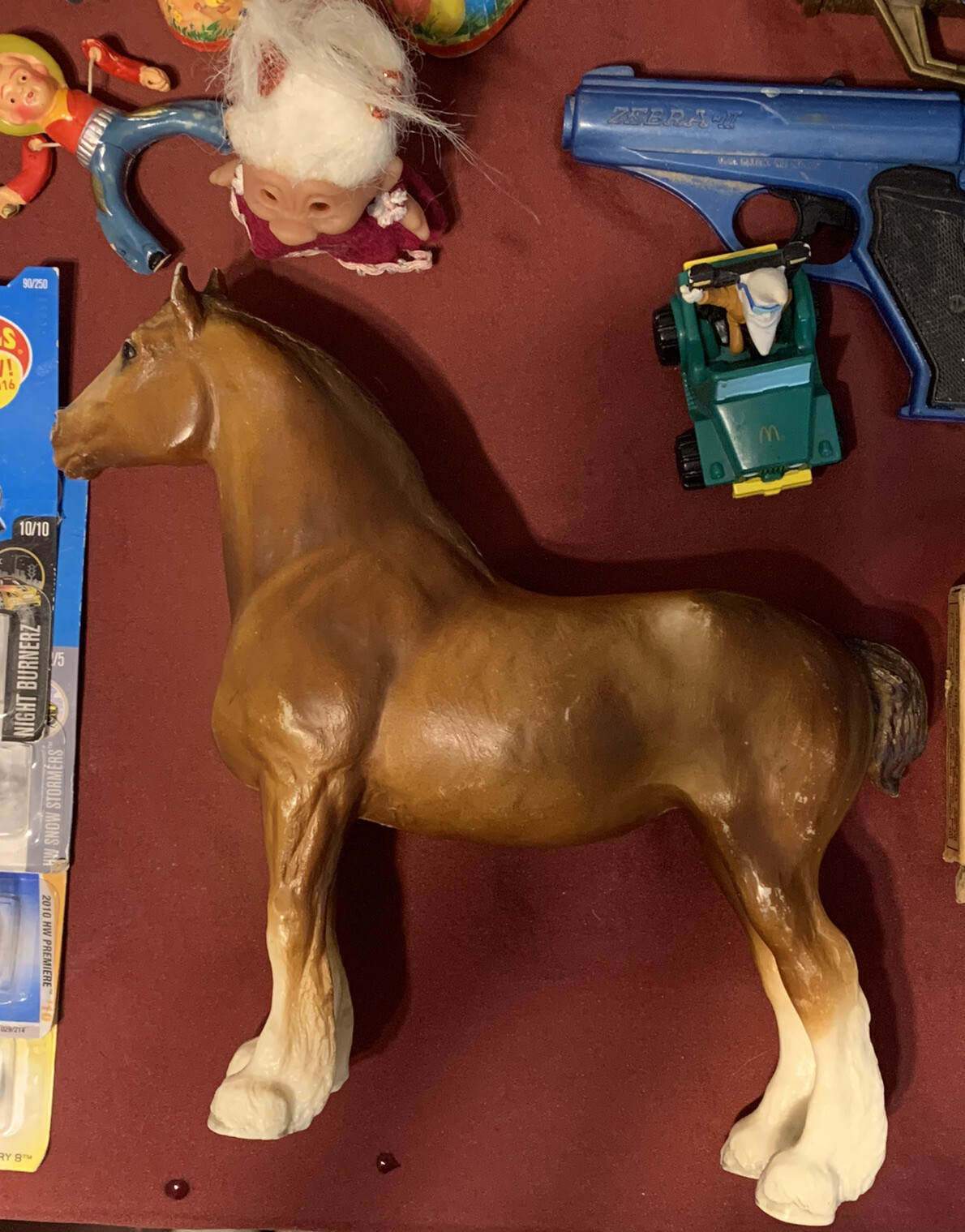Vintage Junk Drawer Toy Lot Breyer Horse, Hot Wheels, Wind Up