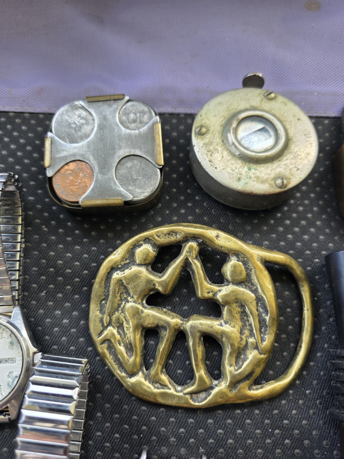 Grandpas Junk Drawer Lot, miscellaneous items, watches, Buckles etc Pre Owned D7