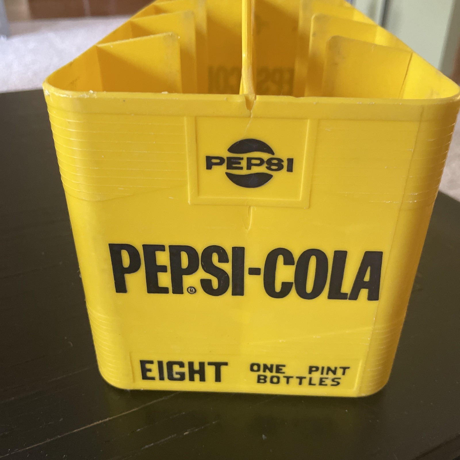 Two Vintage PEPSI Yellow Plastic 8 Pack 16 oz. Bottle Carrier Old Crate Holder