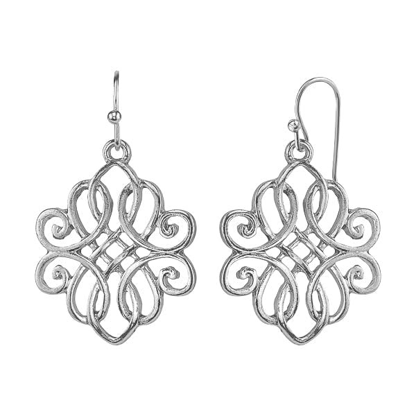 1928 Jewelry Classic Silver Filigree Drop Earrings
