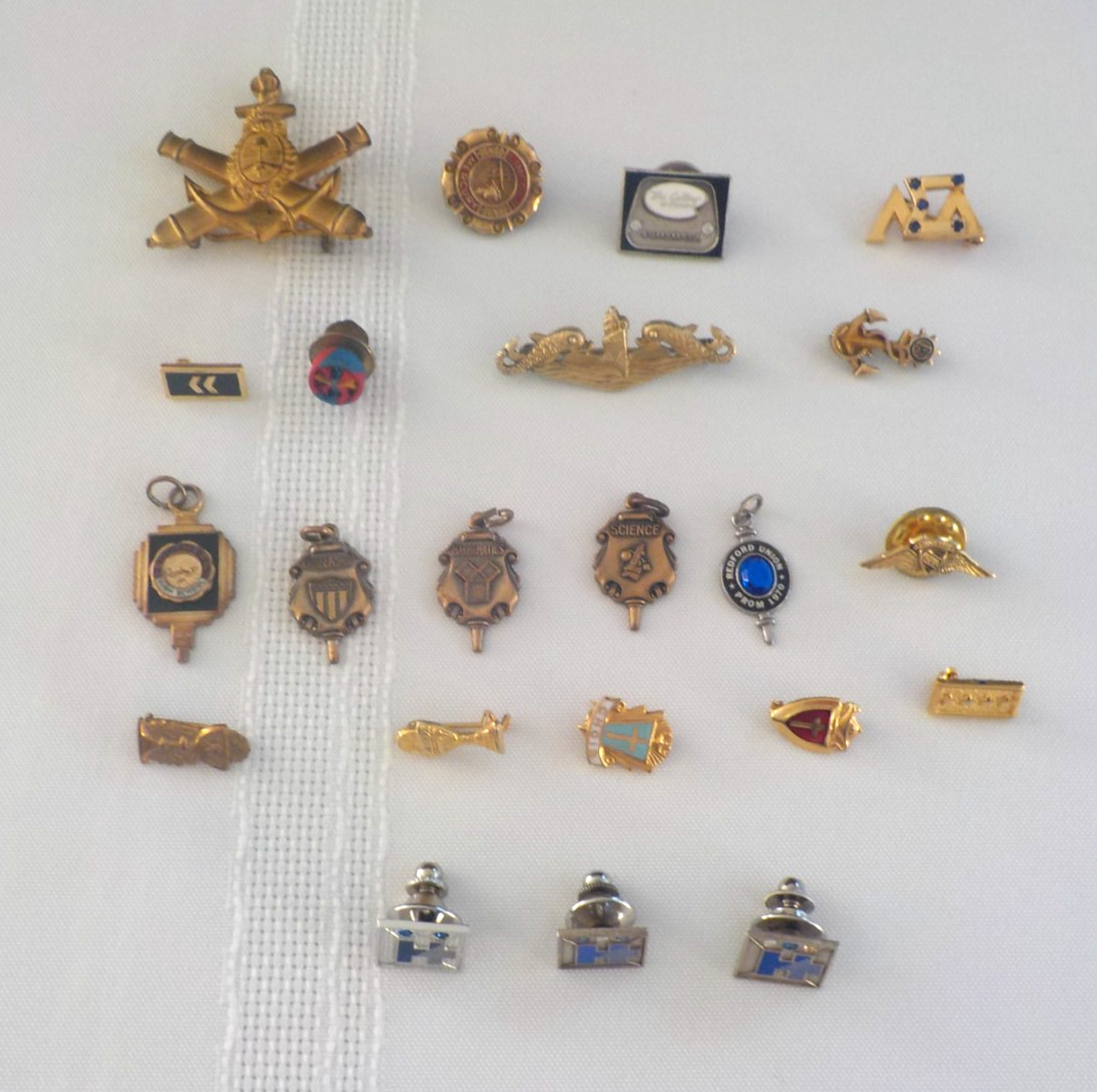 Military Pin H Diamond School Charms Religious 925 1/20 & 1/10 GF & Metal MixLot