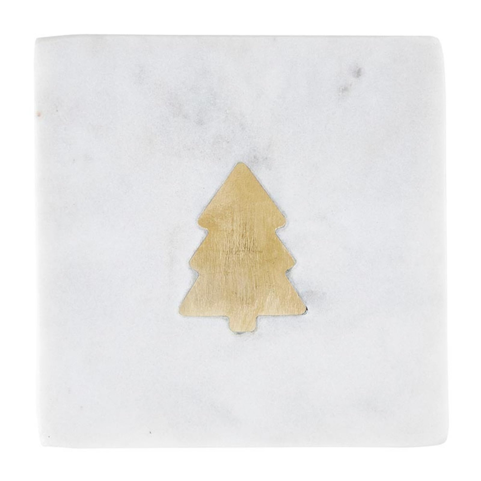 Santa Barbara Marble Holiday Tree Coasters Set of 4