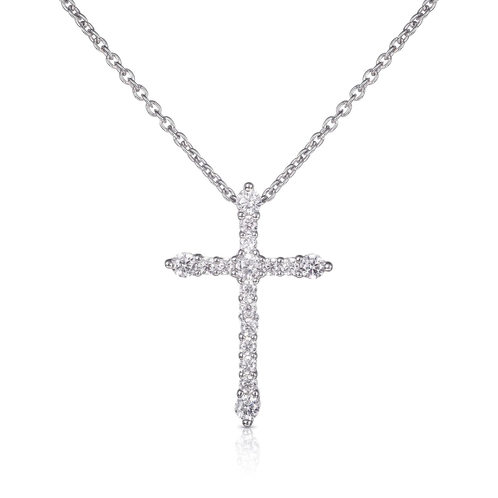 namana 925 Sterling Silver Cross Necklace with Cubic Zirconia, Gift Box