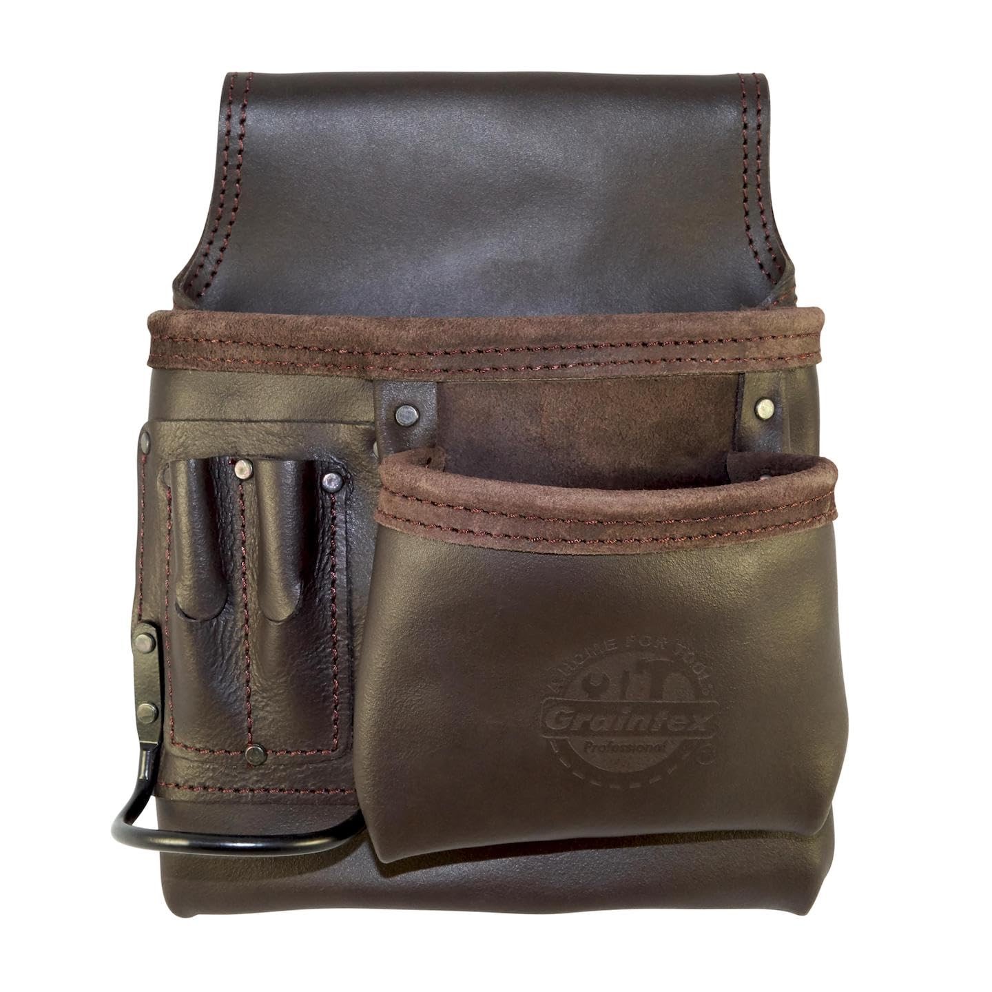 Graintex OS2201 5-Pocket Right-Handed Oil-Tanned Leather Nail & Tool Pouch Dark