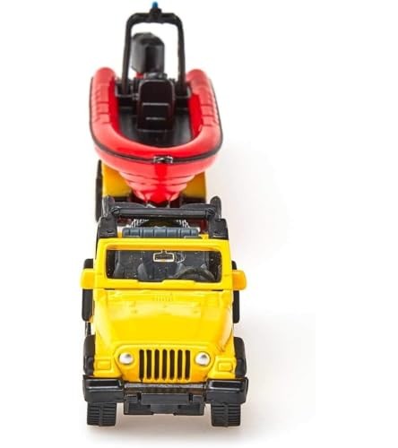 SIKU 1658 Jeep with Removable Trailer & Floatable Boat, Yellow/Red