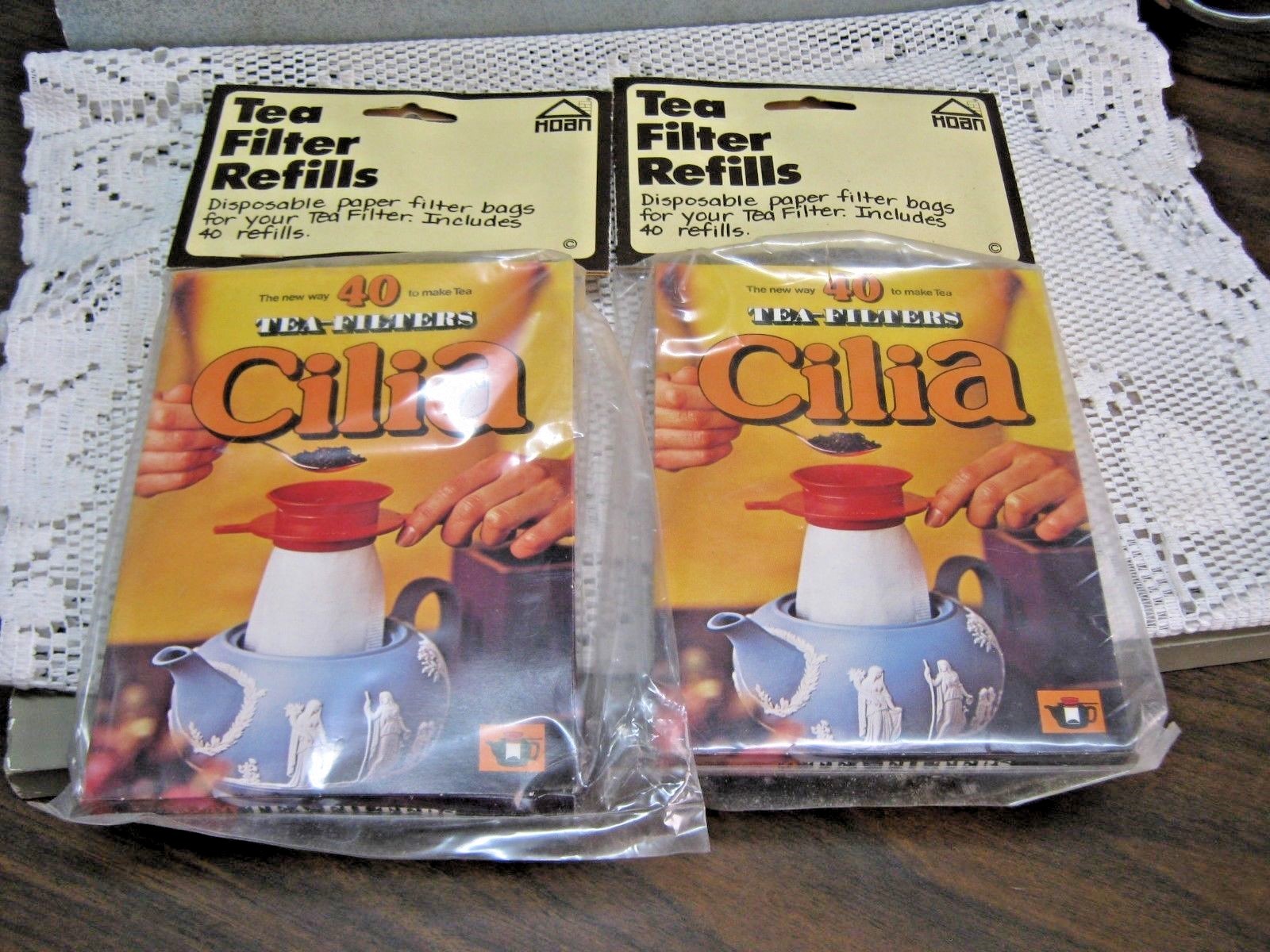 Lot of 2 Packages of 40 CILIA TEA FILTER REFILLS Disposable Paper Bags HOAN