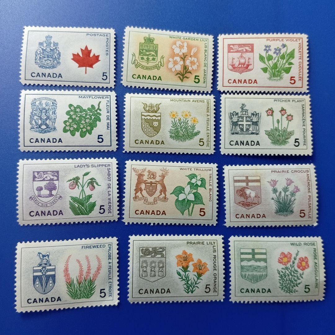 Foreign stamps Canada 1964 Coat of arms and flower symbols of each province 12