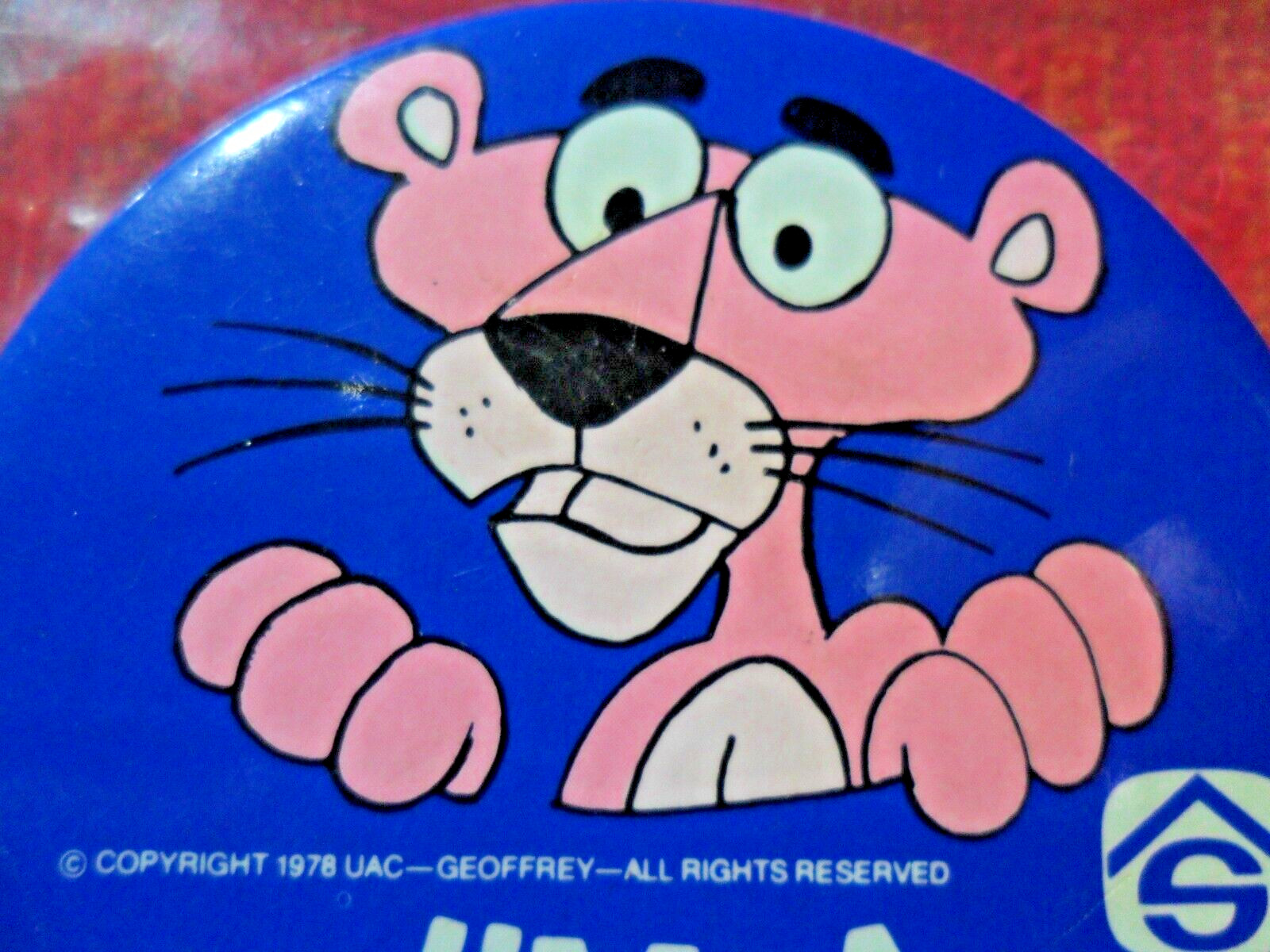 1978 UAC I’M A PINK PANTHER BUTTON PIN UNITED ARTIST GEOFFREY CARTOON LOGO