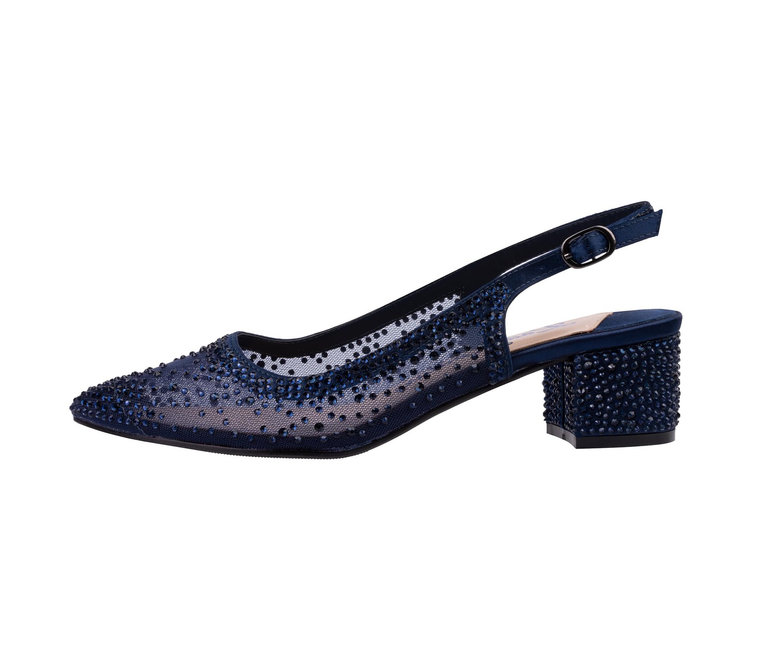 Ninety Union Lady Couture Demi Rhinestone Mesh Slingback, Navy, 4