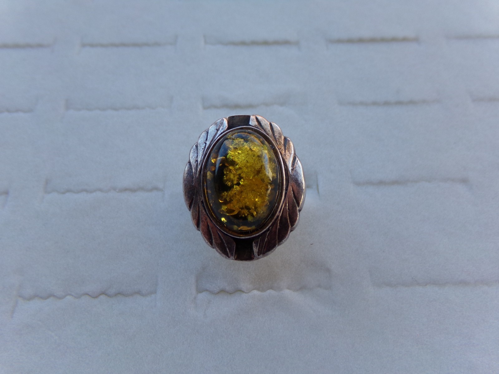 Vintage 925 Sterling Silver Amber Color Ring Sz 6