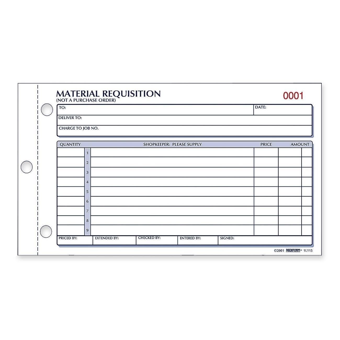 Rediform 2-Part Carbonless Material Requisition Book 4.25″x8.5″, 50 Forms