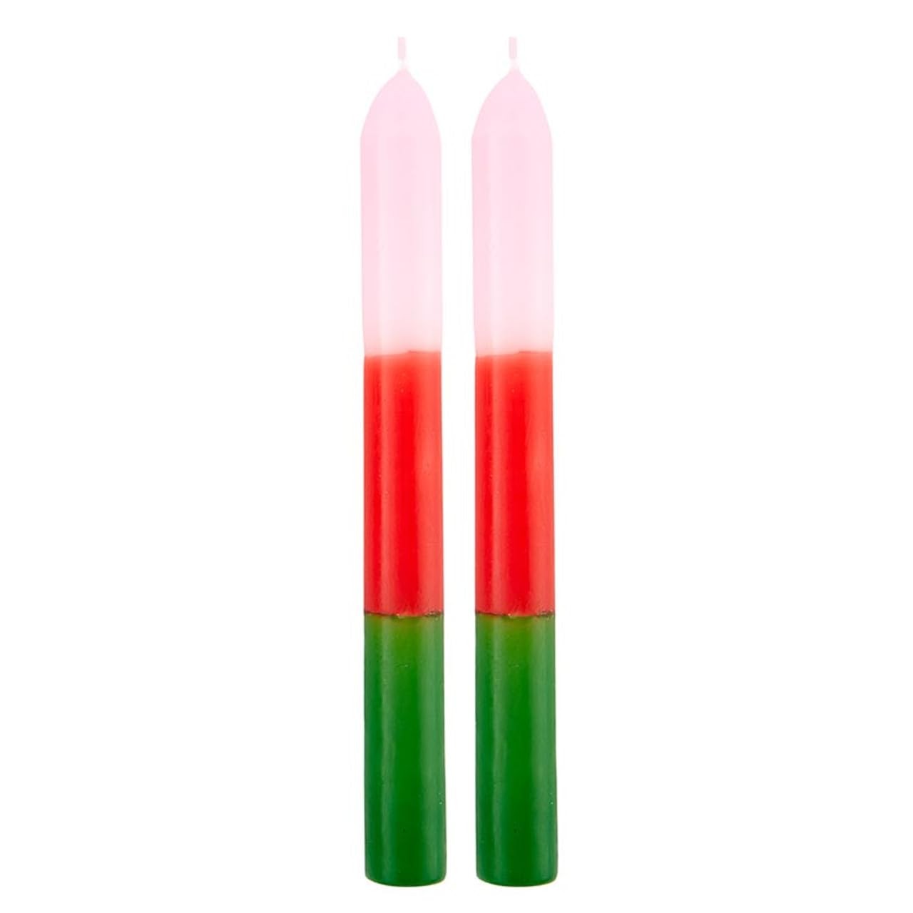 Slant Tri-Colored Spiral Taper Candles Unscented 9in 2 Pack Pink Red Green
