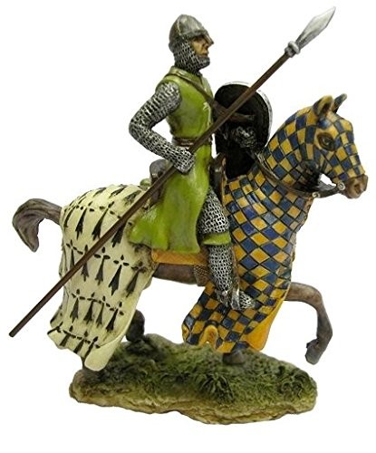 US 4.13 Inch Armored Crusader on Horse with Checker Caparison and Spear