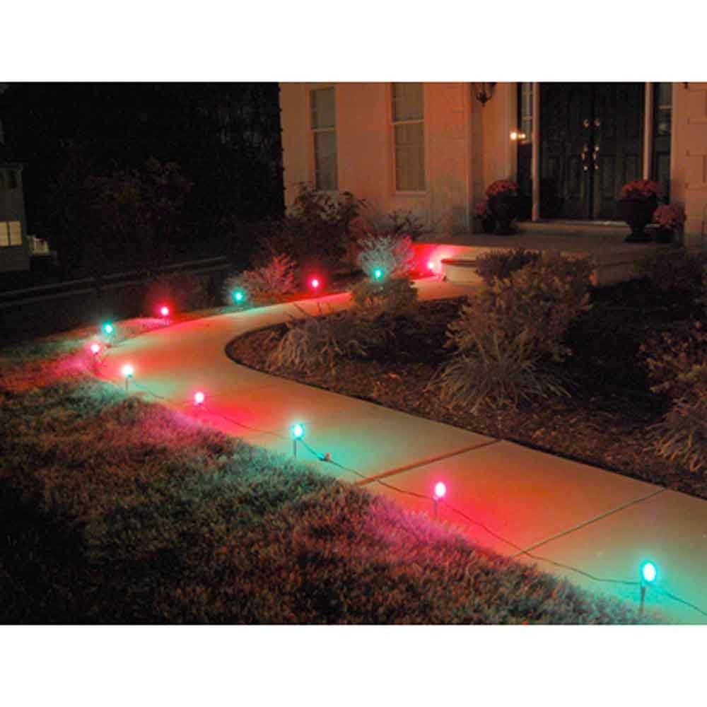 LumaBase Electric Pathway Lights with 10 Red and Green Bulbs