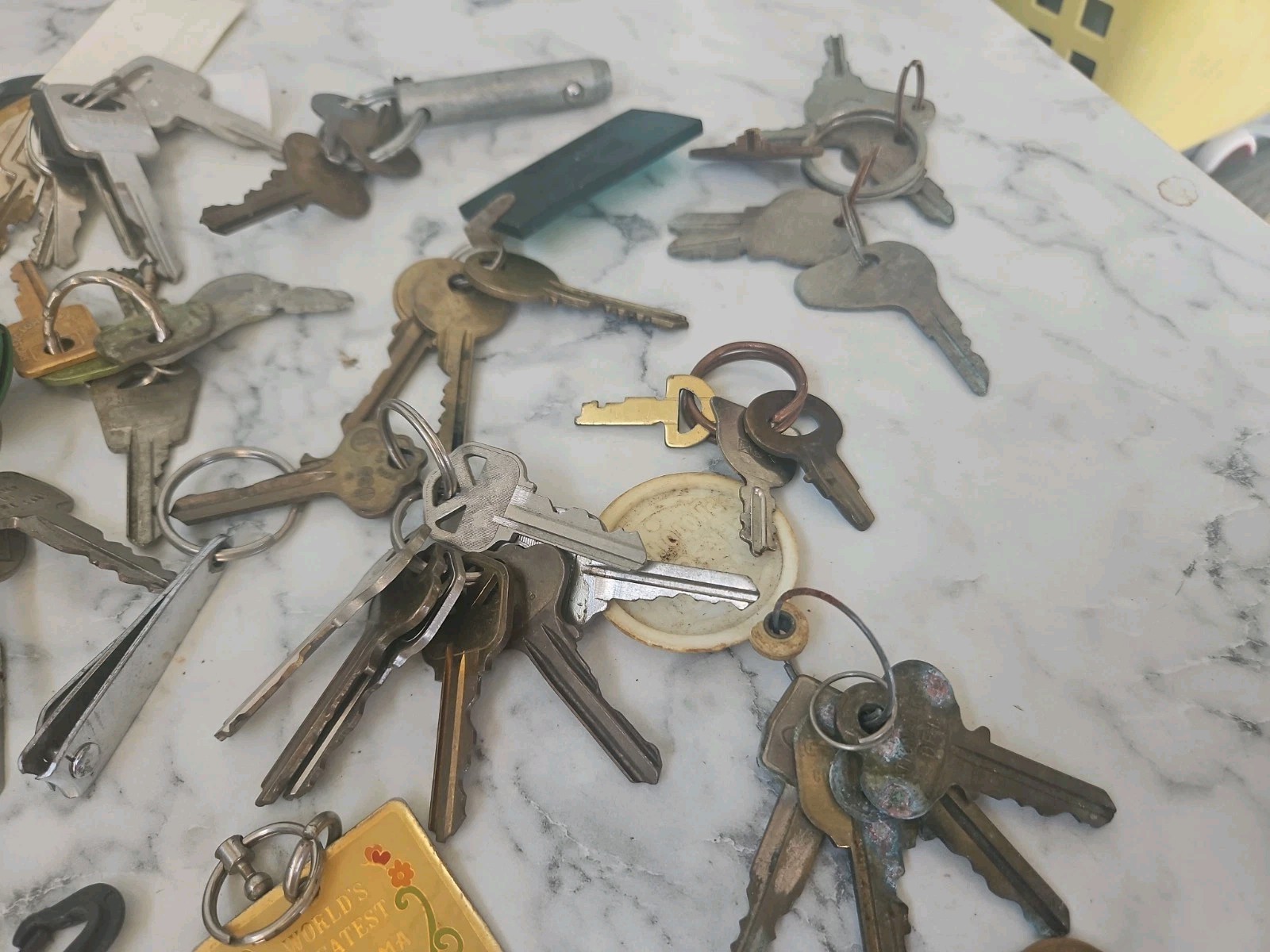 Vintage Grandpa’s Junk Drawer Lot Mens Keys ,key Chains Skeleton Keys