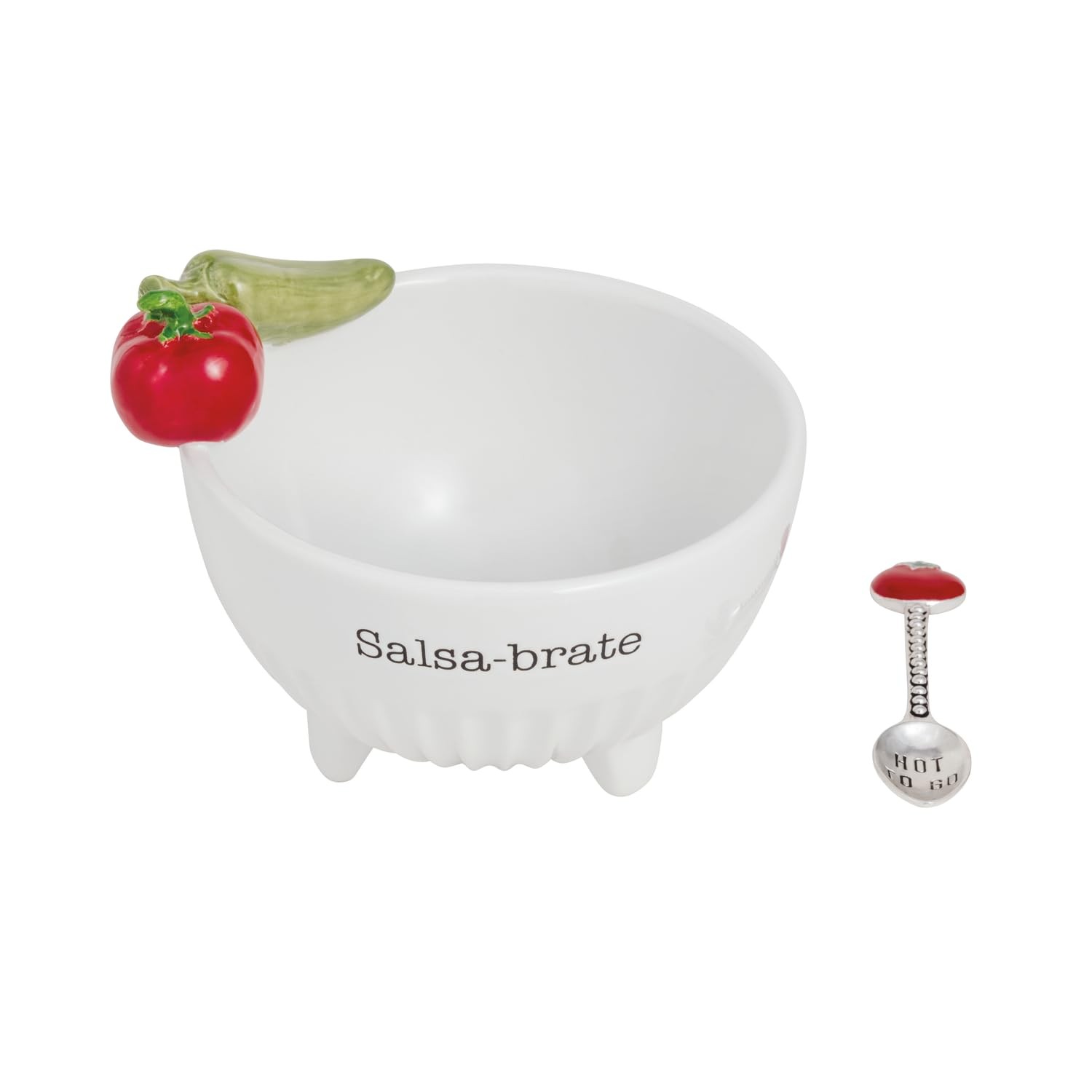 Mud Pie Red Ceramic Salsa Dip Bowl Set