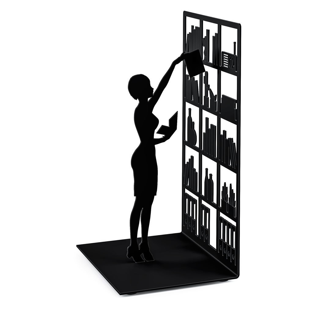 Balvi The Library Metal Bookend Black Anti Slip Decorative Book Holder