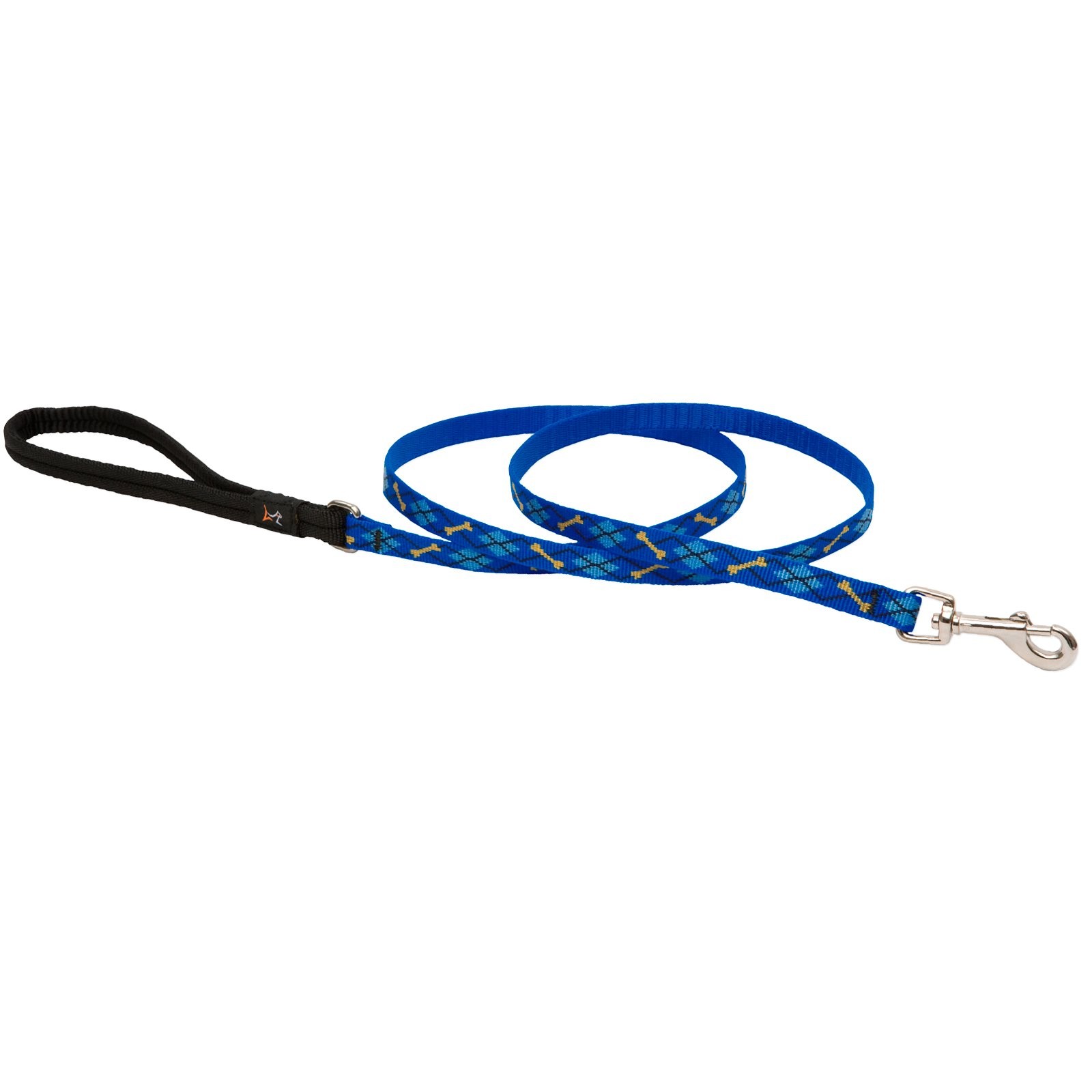 LupinePet Originals 1/2″ Dapper Dog 4-foot Padded Handle Leash for Small Pets