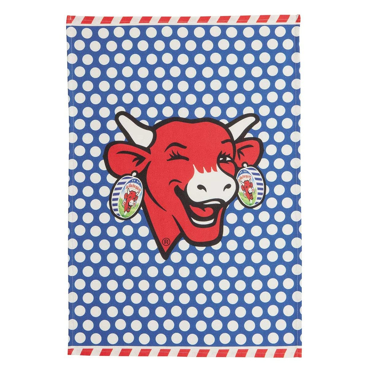 Coucke French Cotton Digitally Printed Towel, Vache Qui Rit Pop Bleu, Multicolor