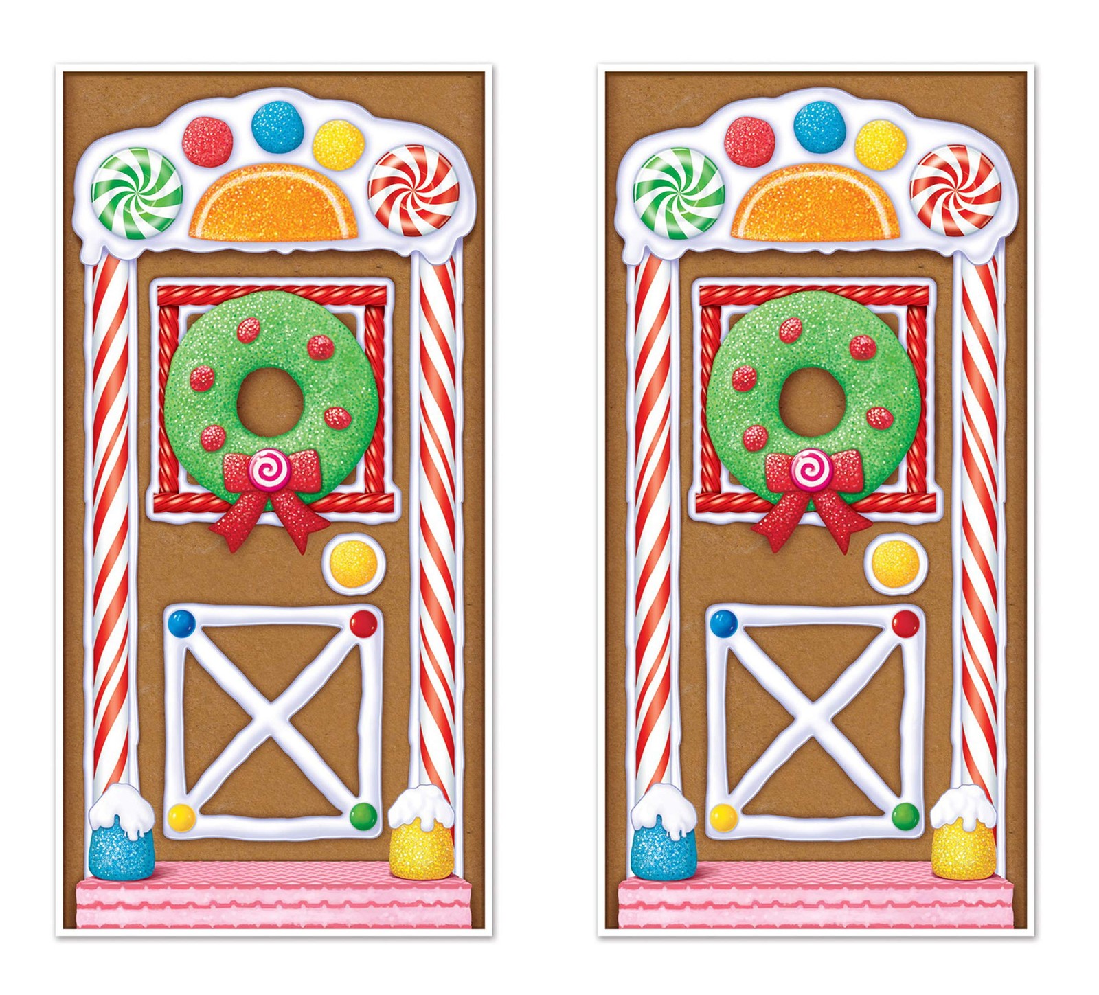Beistle Gingerbread House Door Covers 2pc Christmas Decor 30in x 5ft