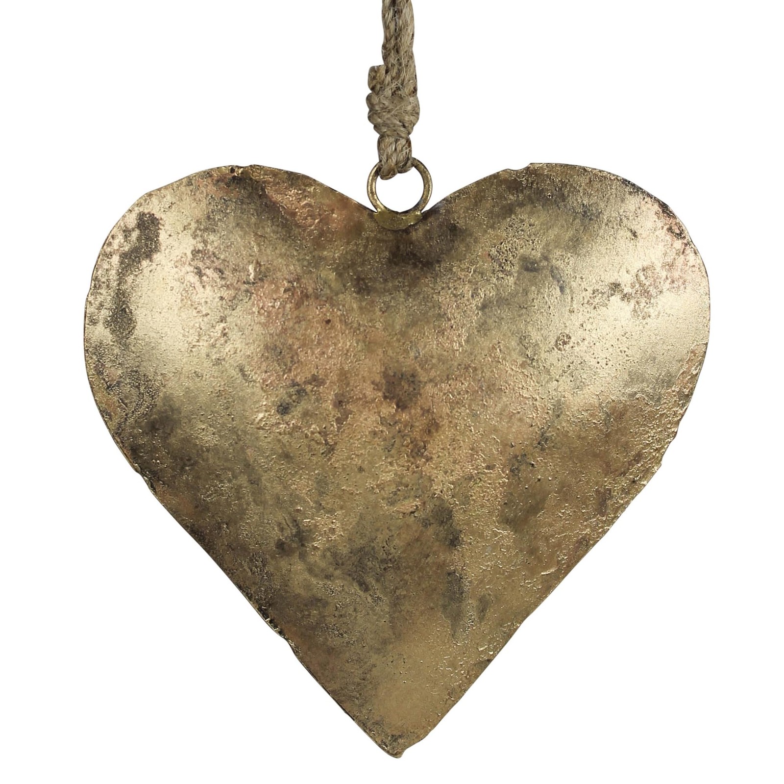 HomArt Heart on Rope Holiday Decor, 6-Inch, Antique Brass