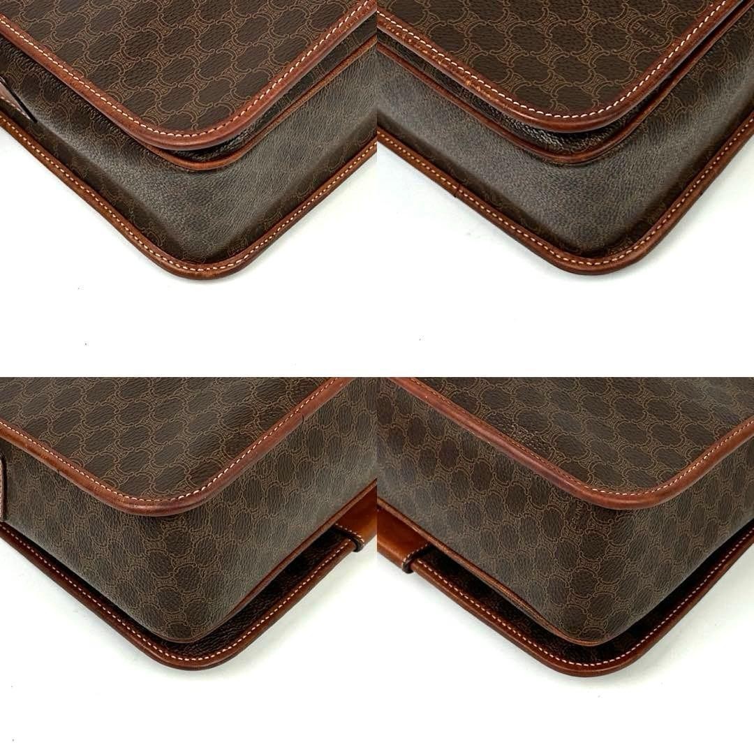 [Good Condition] Celine Macadam Shoulder Bag Gold Hardware Leather PVC Brown