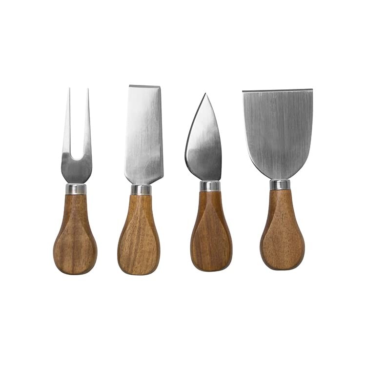 Harman Slant 4pc Cheese Knives Set Acacia Wood Gift Boxed