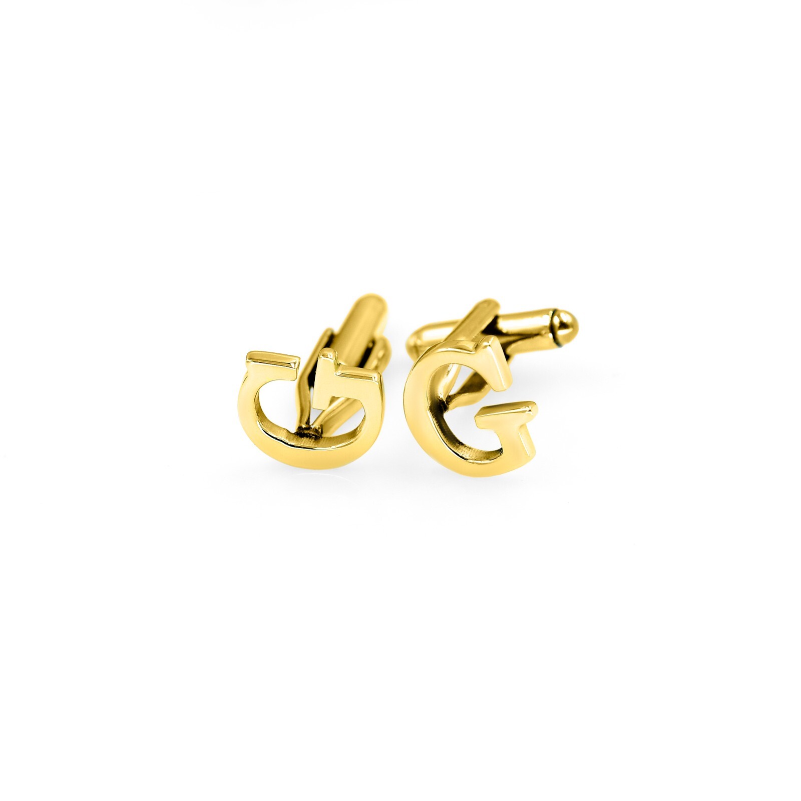 Vintage 18k Gold Tone Engraved Letter G Initial Cufflinks for Mans Gift