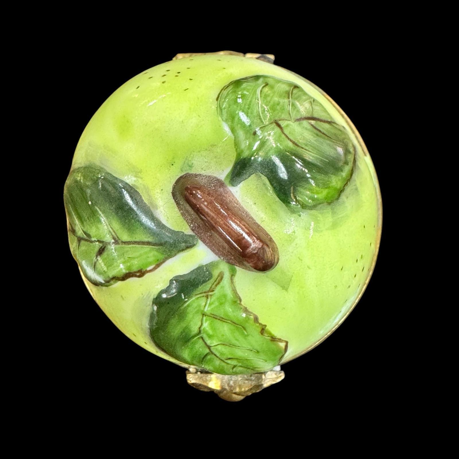 Vintage Limoges Hand Painted Green Apple Box