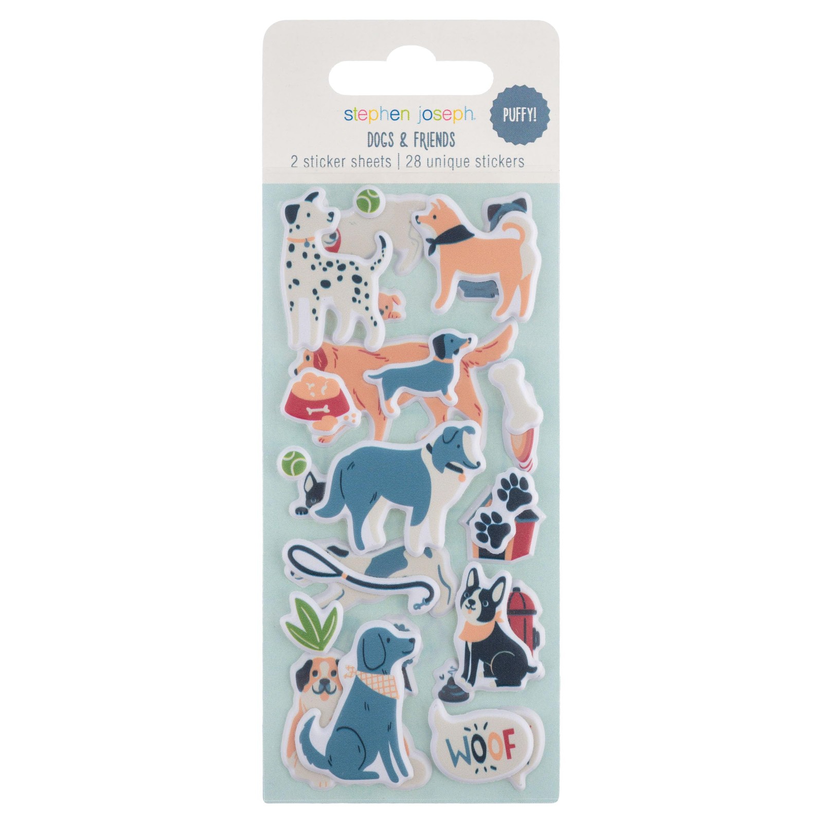 Stephen Joseph Puffy Sticker Pad Kids Craft Stickers Dogs Friends 28-Piece