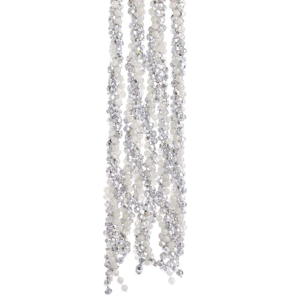 Kurt Adler 108-inch Silver and White Iridescent Twisted Bead Garland