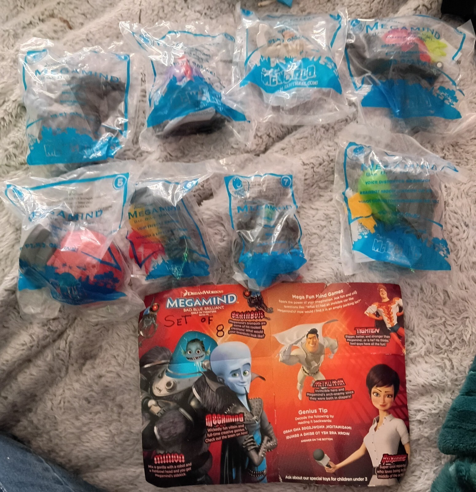 Complete Set of 8 McDonald’s Happy Meal Toys 2010 DreamWorks Megamind NEW NIB