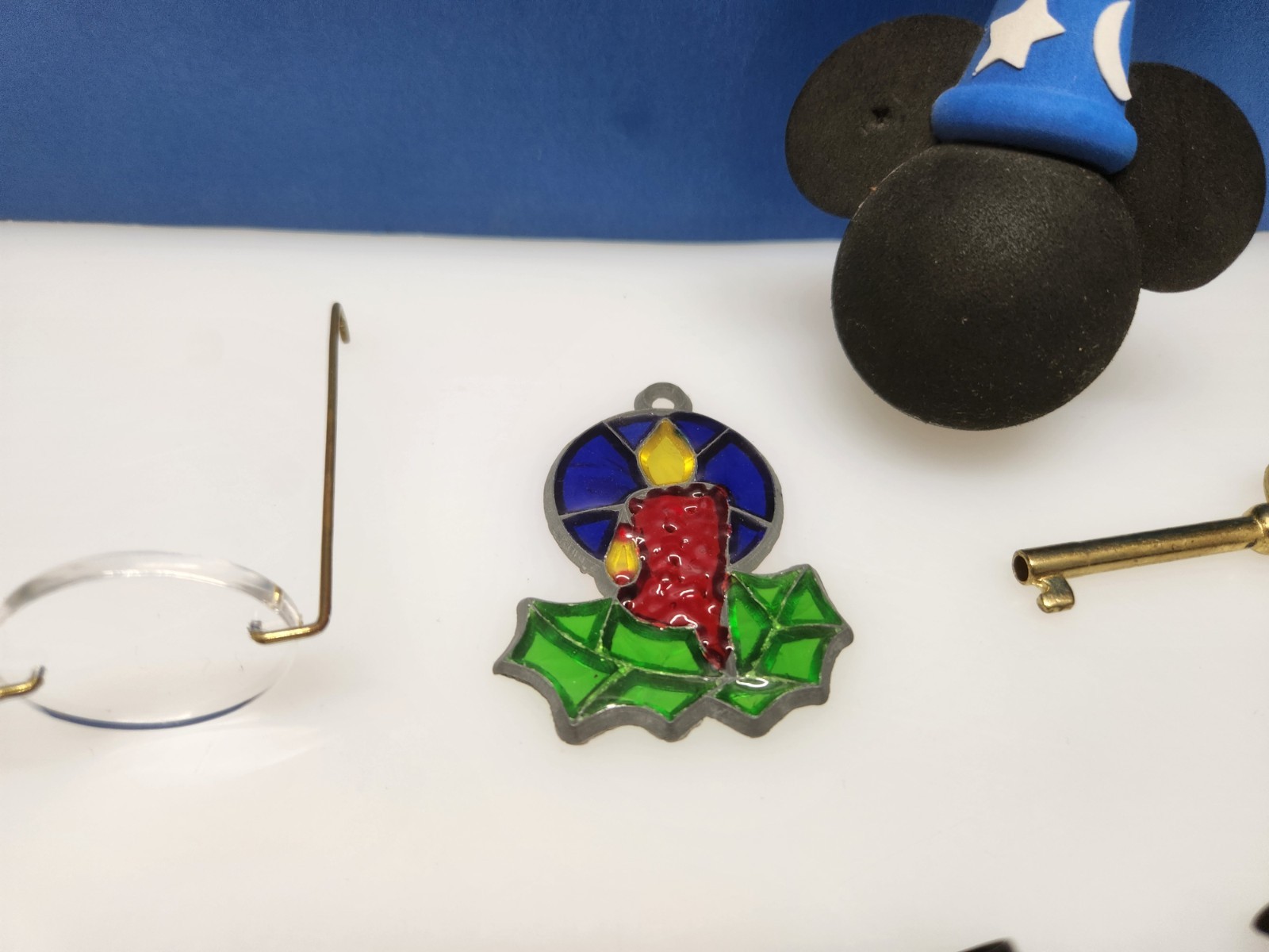Vintage Junk Drawer Lot Estate Clean Out Santa Glasses Key Mickey Antenna Ball