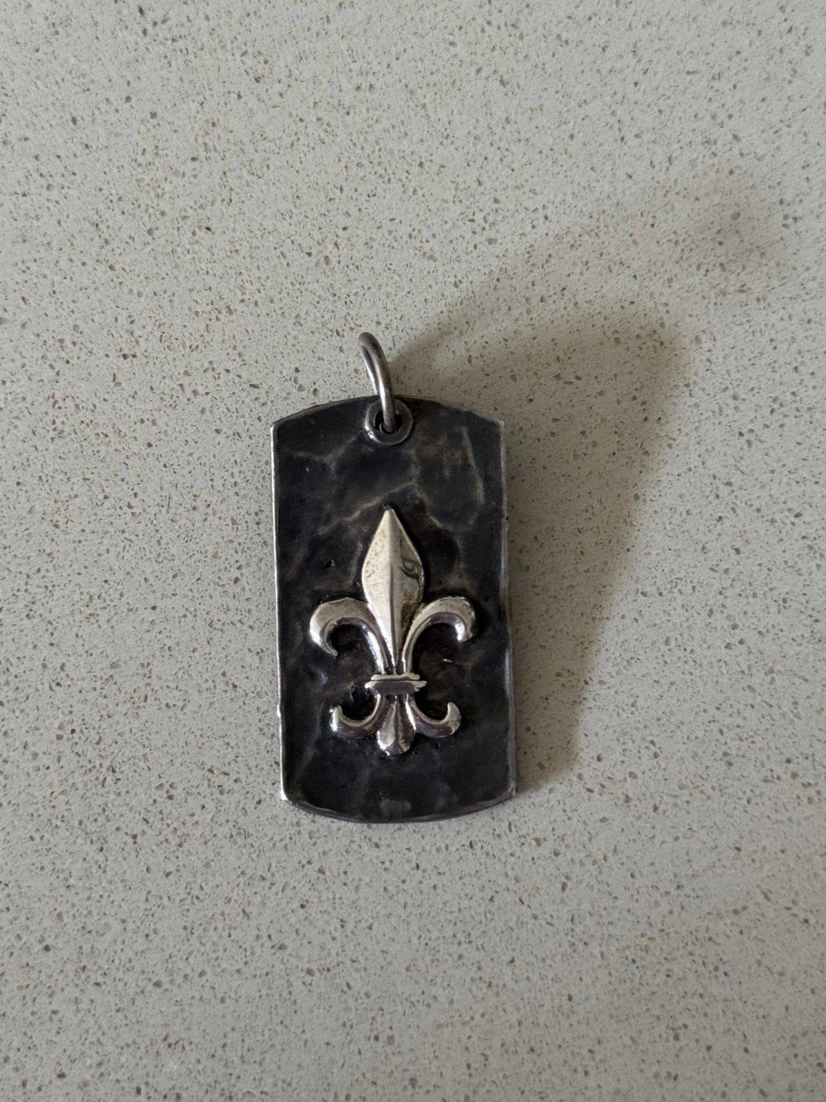Handcrafted Silver 925 Fleur de Lis Dog Tag Pendant by Waxing Poetic