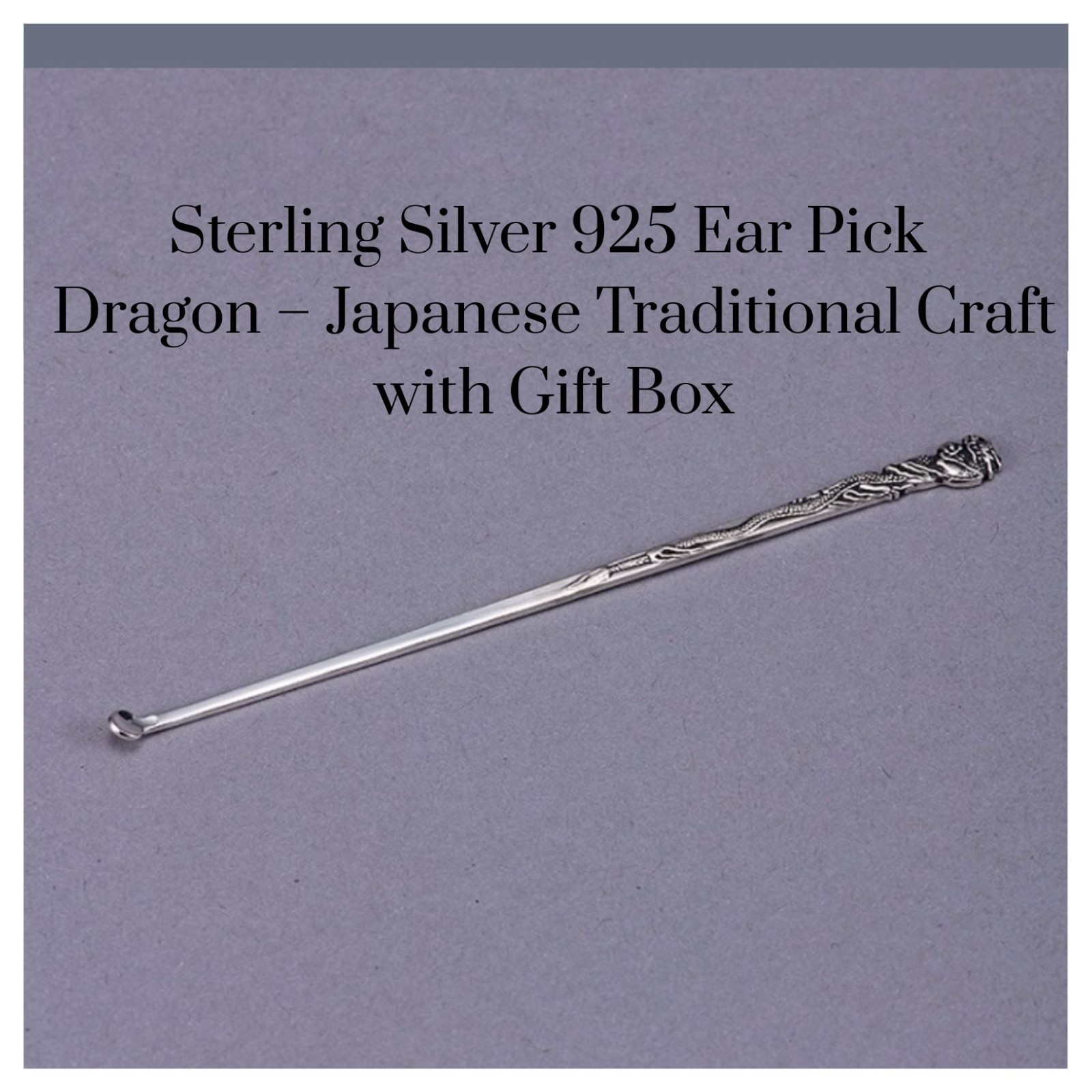 Sterling Silver 925 Ear Pick Dragon – Japanese Traditional Craft with Gift Box