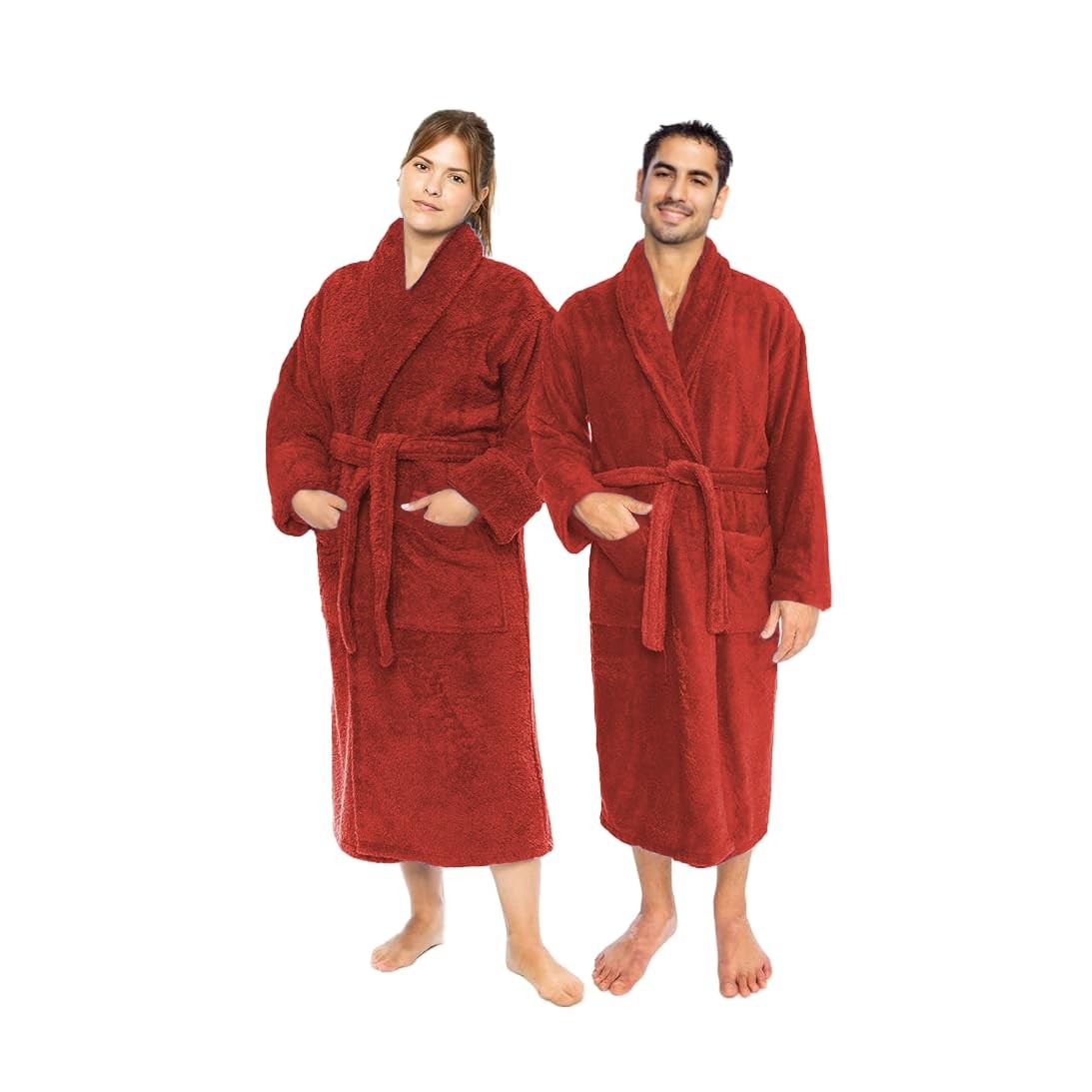 Classic Turkish Towels 100% Cotton Terry Bath Robe, Soft Plush Unisex Long Robe