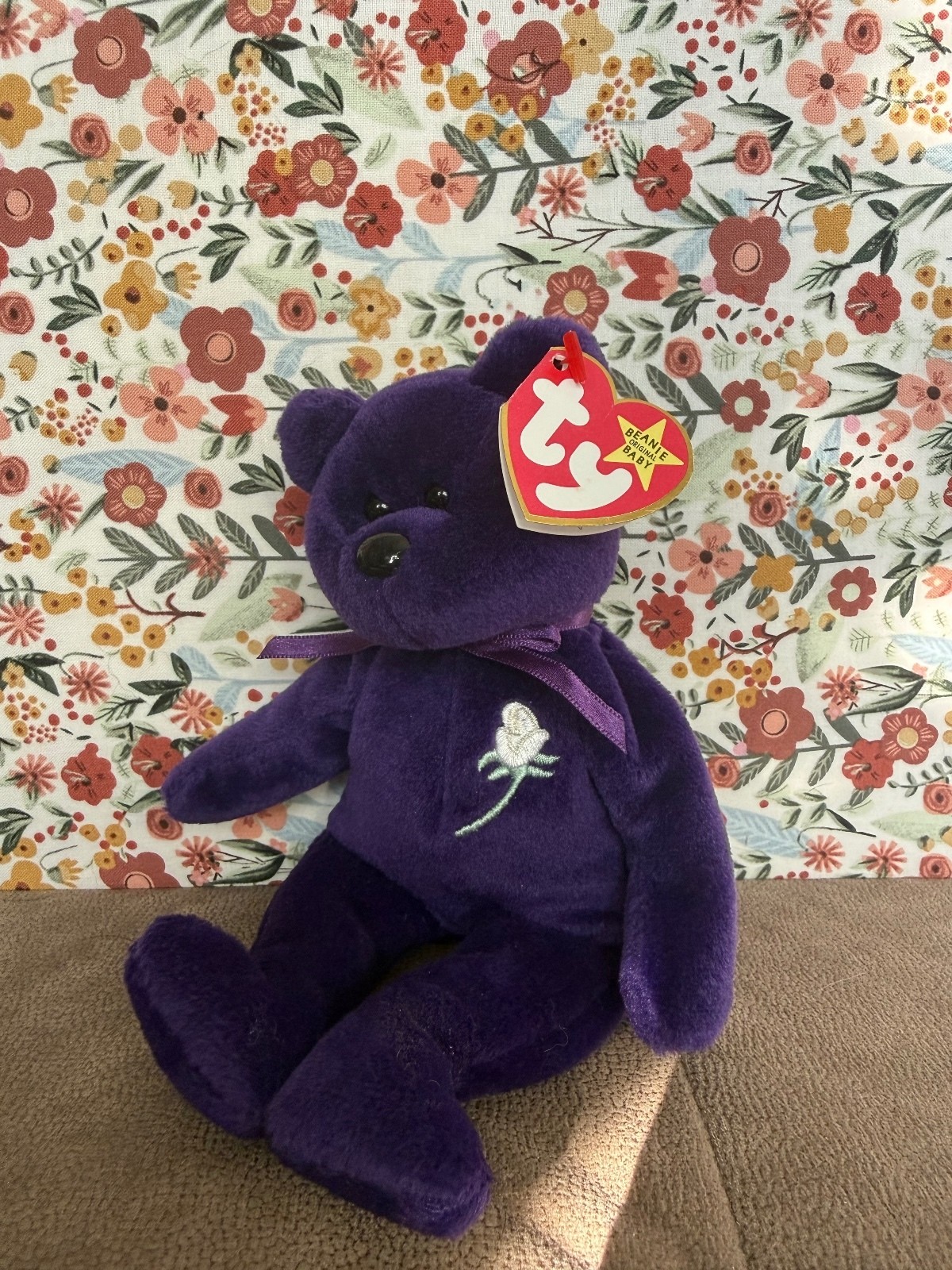Ty Beanie Buddy Princess Diana Purple Bear 1997 with Hang Tag Retired Plush