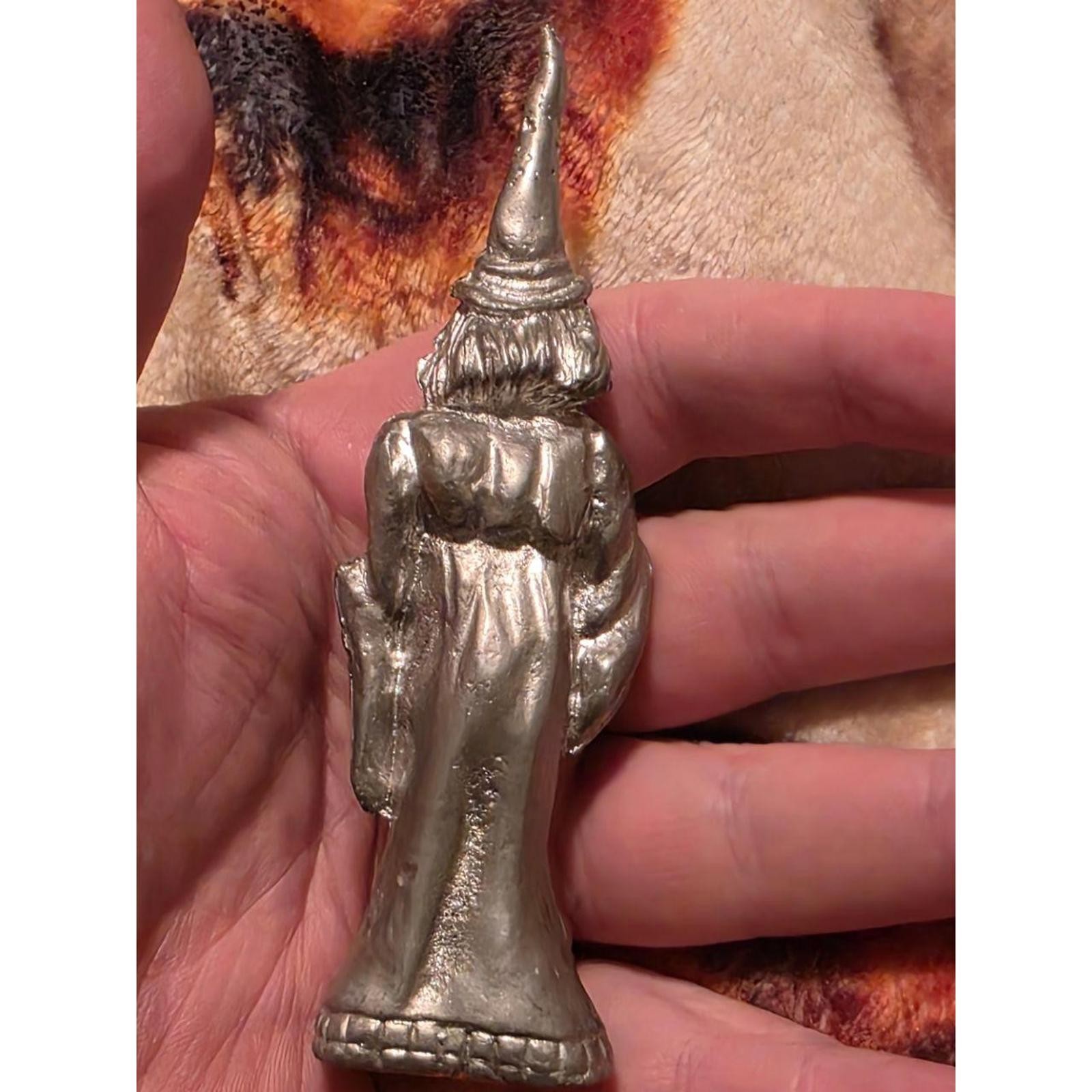 Vtg Homemade Heavy Pewter Wizard Mythical Figurine Silver Fantasy Decor
