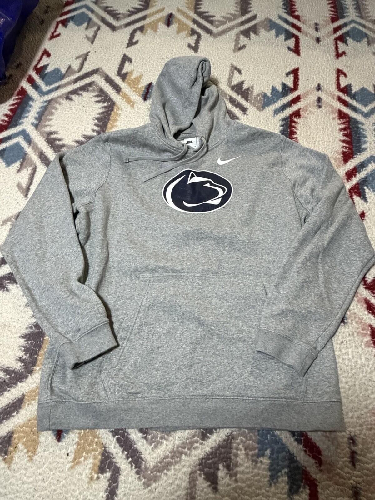 Nike Penn State University Nittany Lions Logo Gray Sweatshirt Hoodie Mens XL