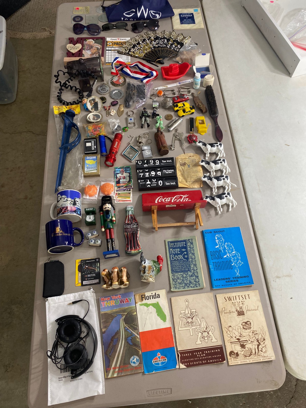 Huge Junk Drawer Lot Collection Toys Maps Coca Cola Random Items