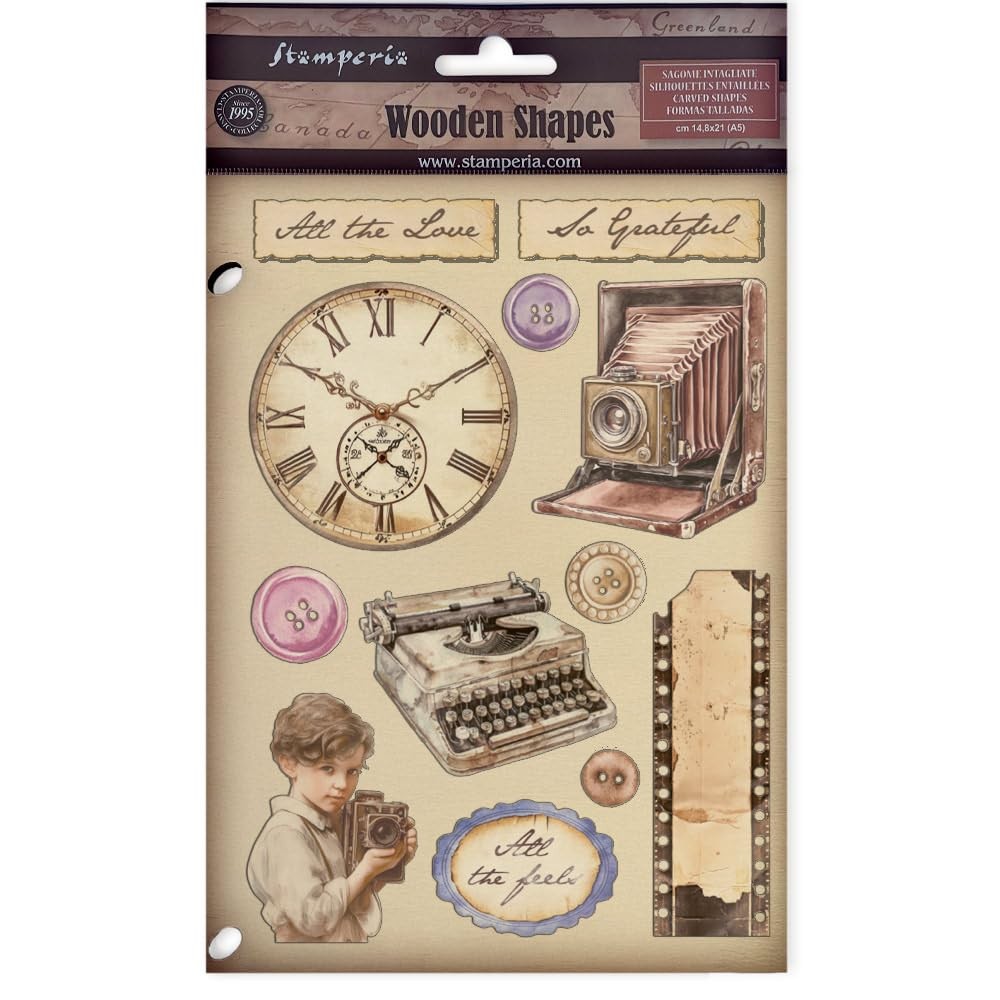 Stamperia Quiet Days Colored Wooden Shapes A5 Laser Cut Scrapbook Craft Decor