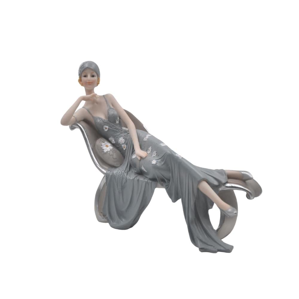 Comfy Hour Glamour Victorian Lady Figurine on Chair, Resin, 9-inch Height
