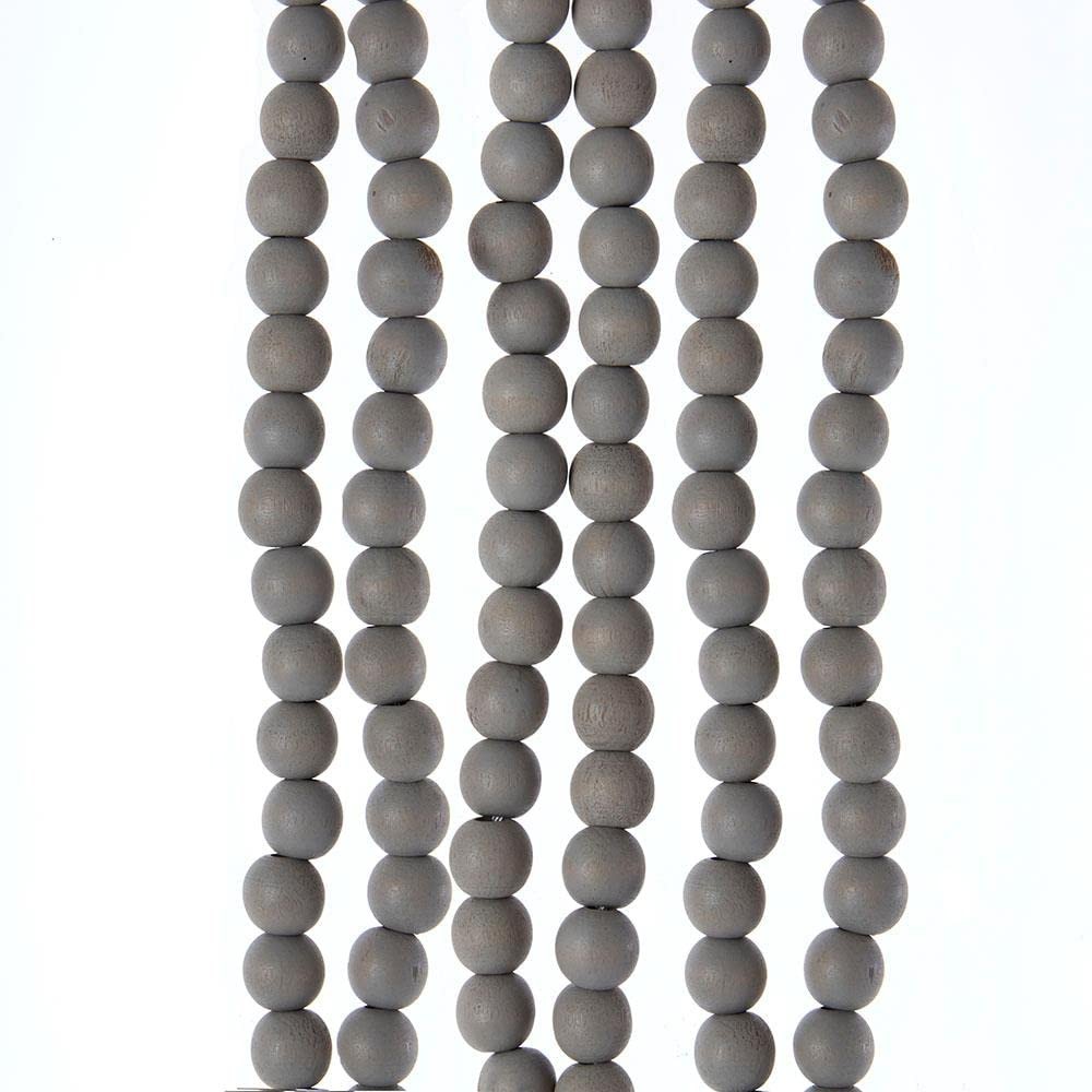 Wooden Distressed Gray Beaded Garland