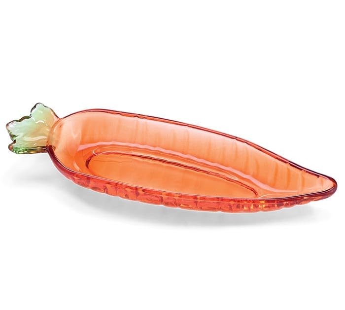 burton+BURTON Carrot Shaped Glass Candy Dish, 10.50-Inch, Orange