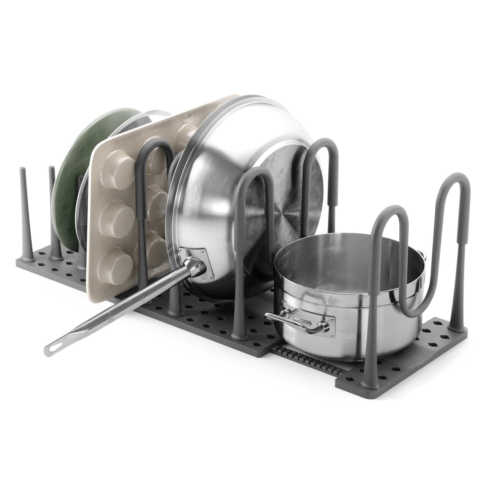 Umbra Peggy Adjustable Kitchen Drawer Organizer Tray, Large, Grey