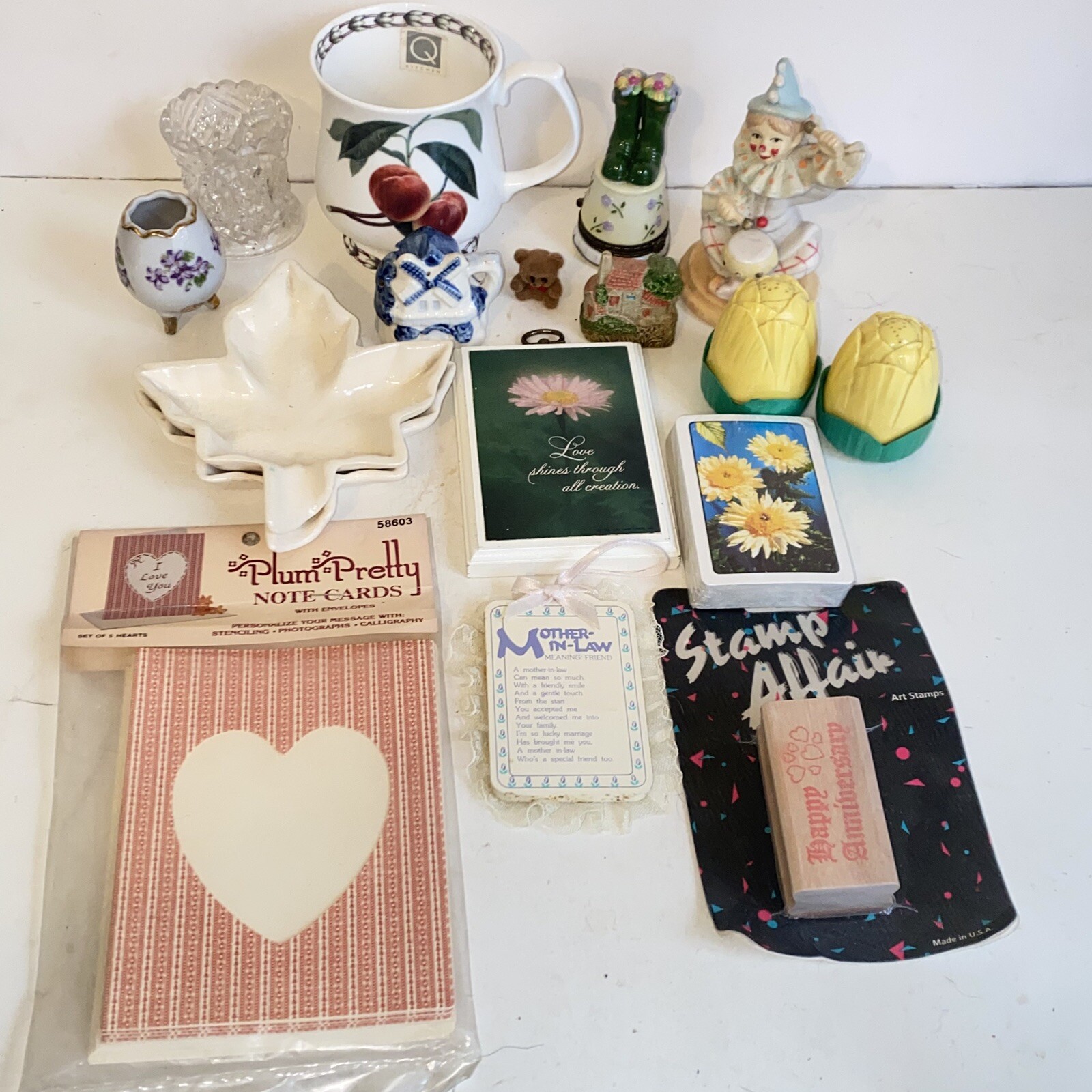 Grandma’s Vintage Knick Knack Junk Drawer Lot Cards Bone China Occupied Japan