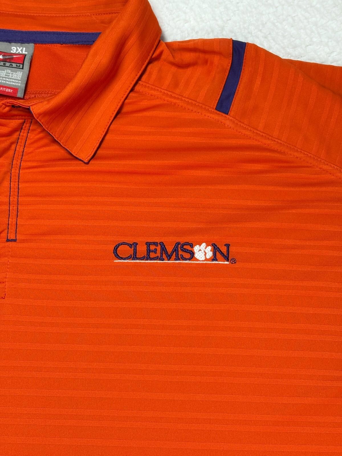 Clemson Tigers Nike Shirt Men 3XL Dri Fit Authentic Polo NCAA Football Shirt