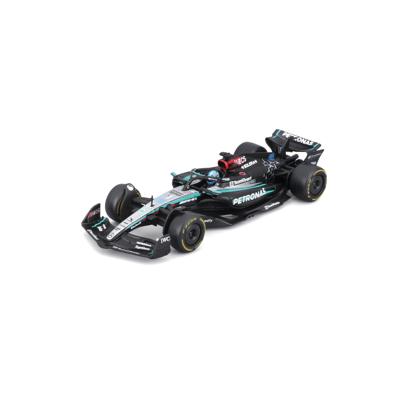 Bburago 1:43 2024 Race Mercedes W15 with Helmet, Russell #63