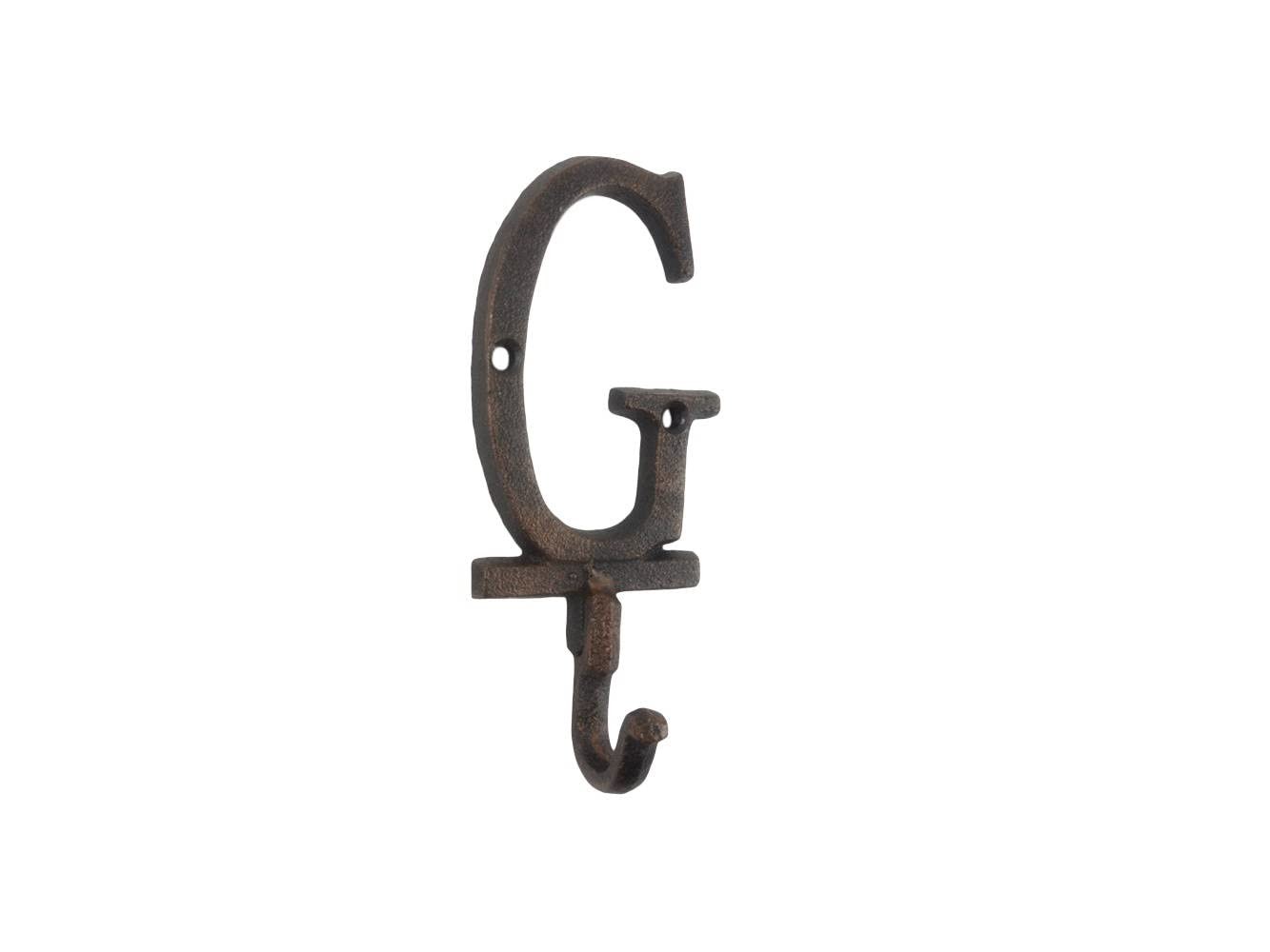 Handcrafted Nautical Décor Rustic Copper Cast Iron Letter “G” Wall Hook, 6″