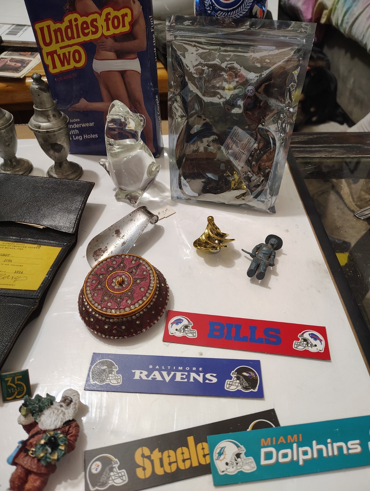 Vintage To Now Junk Lot! NFL, Coca Cola, Apple. Smalls Knick Knacks